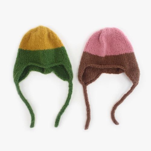 Two tone cashmere earflap hat kit